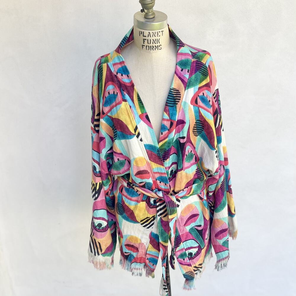 Picasso Kaftan Womens 100% Turkish Cotton Handmade Boho Hippie One Size Belted